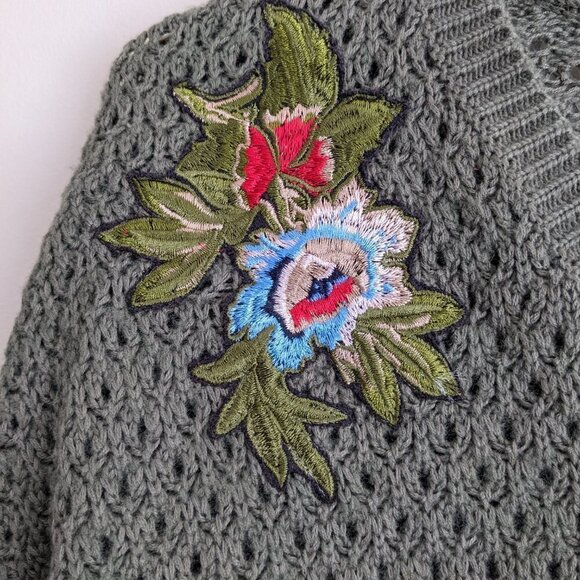 EDC floral embroidered open knit sweater - Picture 3 of 5